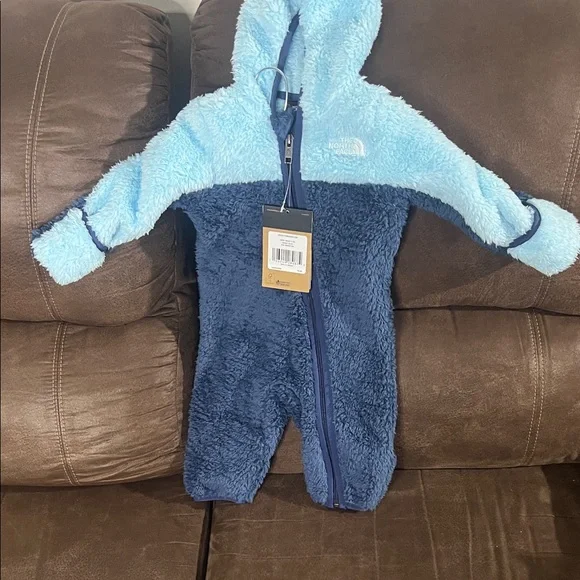 The North face size 3-6 months NWT Blue Fleece Kids One Piece - Picture 3 of 4